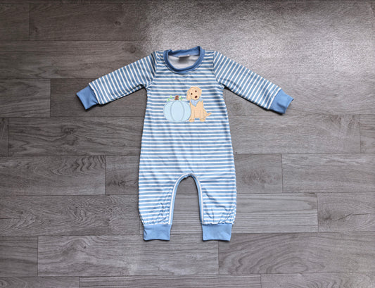 Toddle baby boy fall pumpkins embroidery design romper preorder