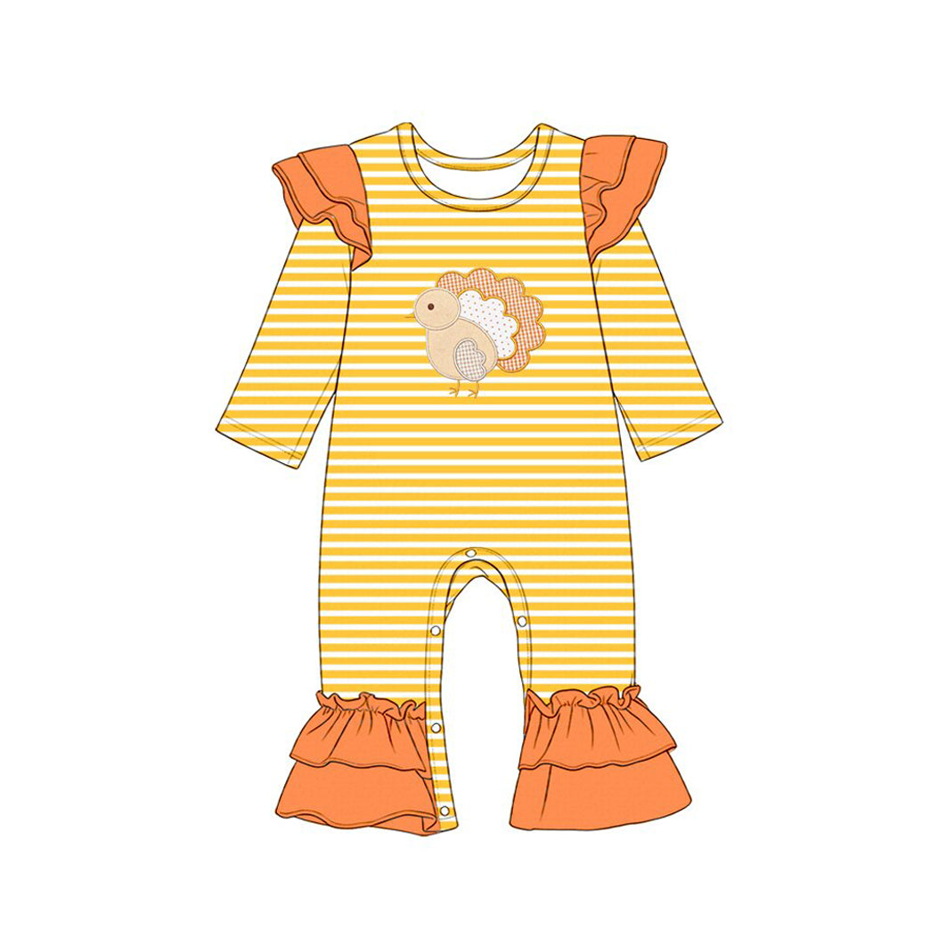 Toddle baby girl thanksgiving turkey design romper preorder