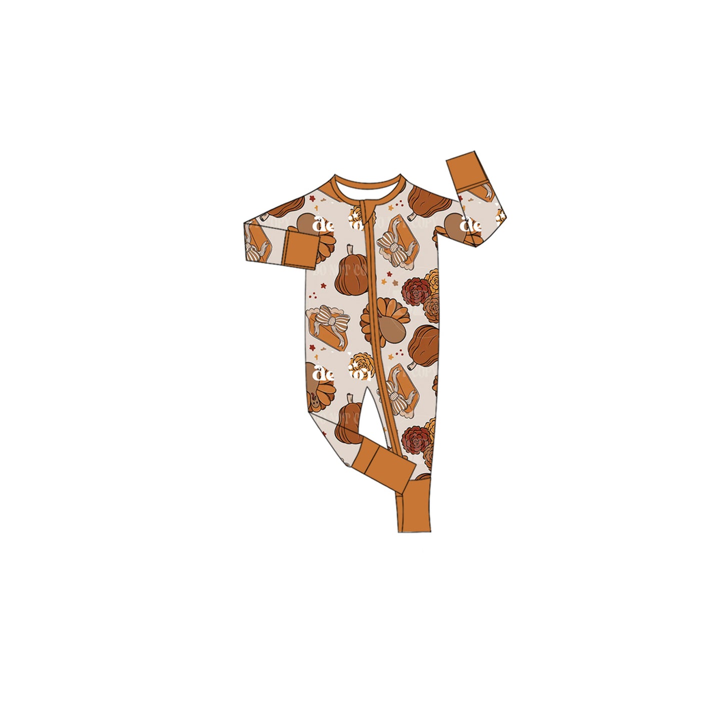 Toddle baby girl long sleeve thanksgiving turkey zip romper preorder