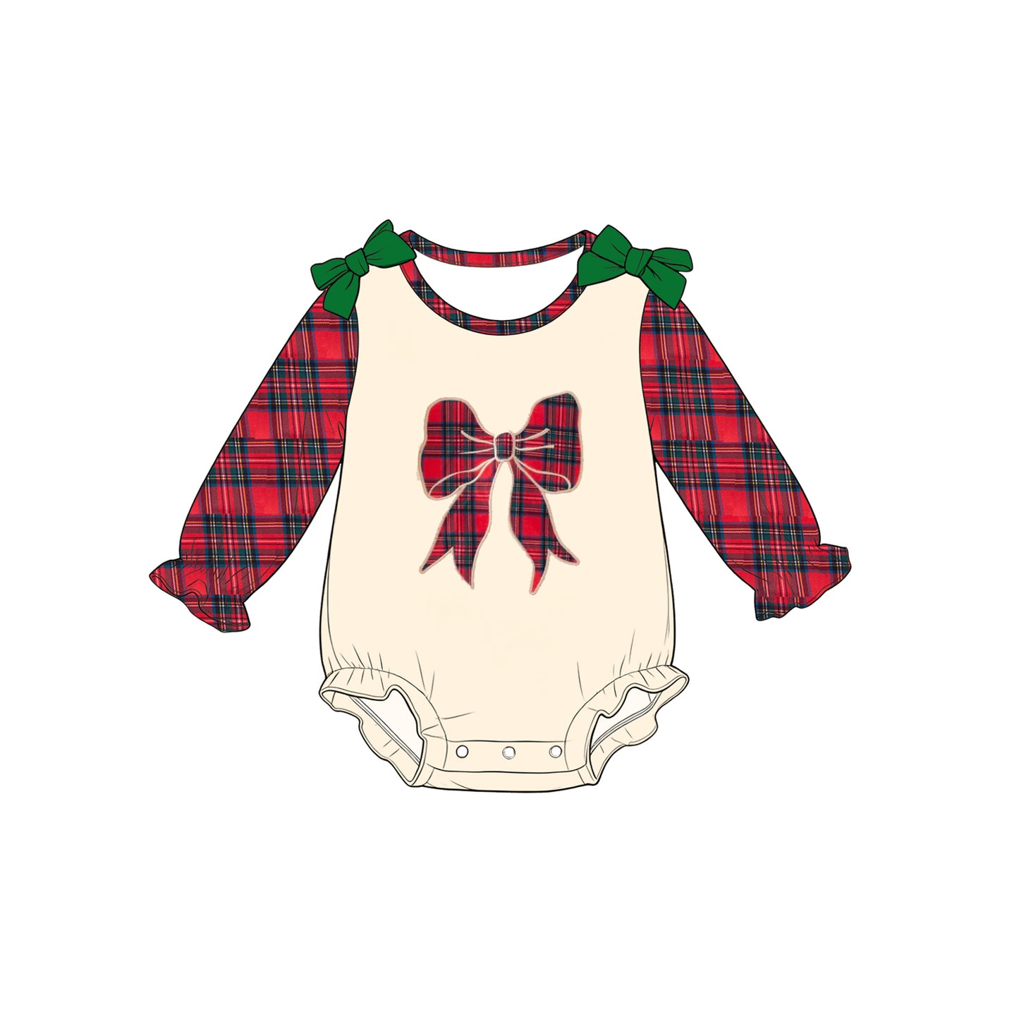 Toddle baby girl long sleeve christmas bow romper preorder