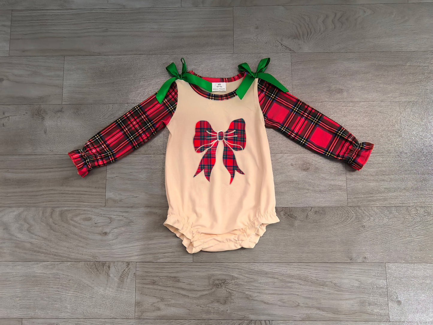 Toddle baby girl long sleeve embroidery christmas bow romper preorder