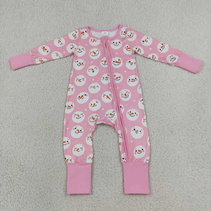 Christmas snowman print long sleeve set romper blanket matching outfit