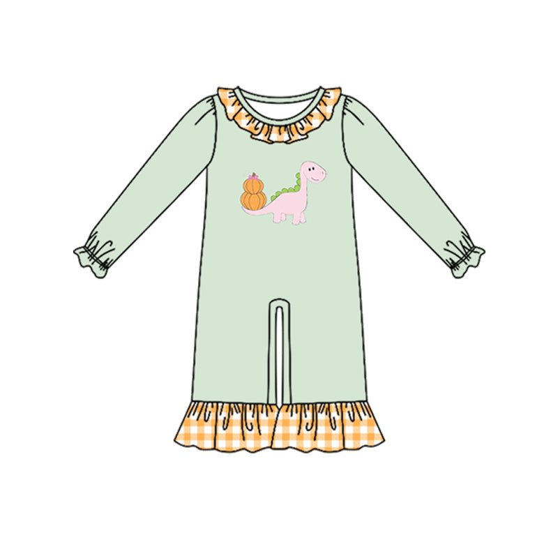 Toddle baby girl long sleeve pumpkin dinosaur romper preorder