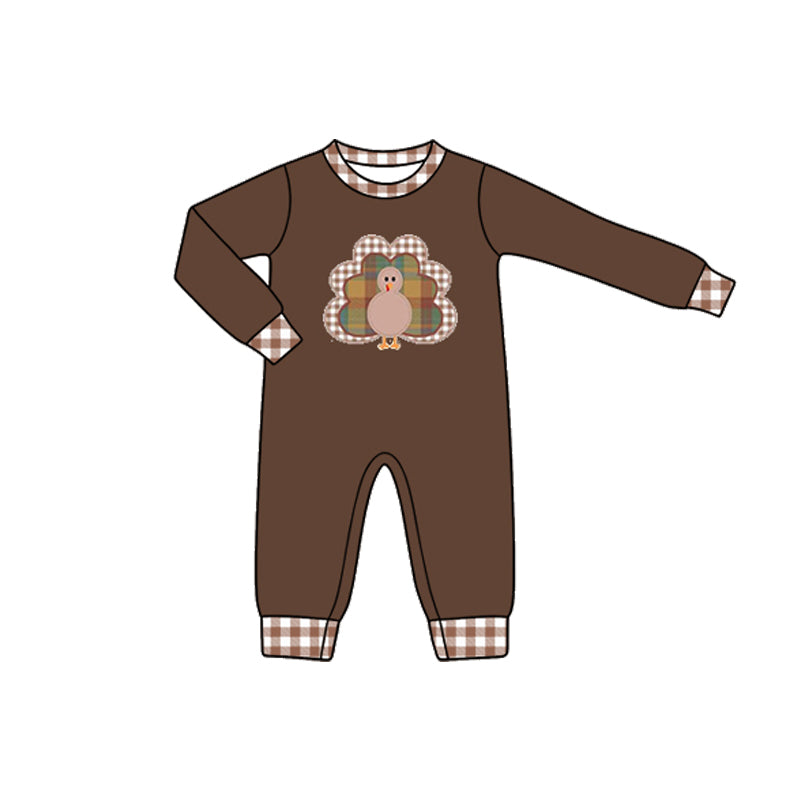 Toddle baby boy long sleeve thanksgiving turkey romper preorder