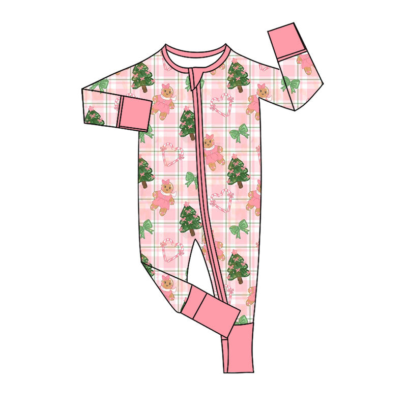 Toddle baby girl long sleeve Christmas tree zip romper preorder