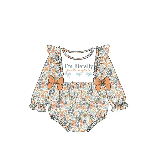 Just a girl floral print long sleeve romper preorder