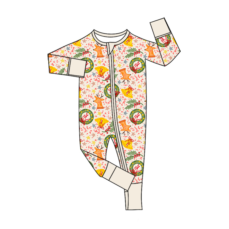 Toddle baby girl long sleeve deer print zip romper preorder