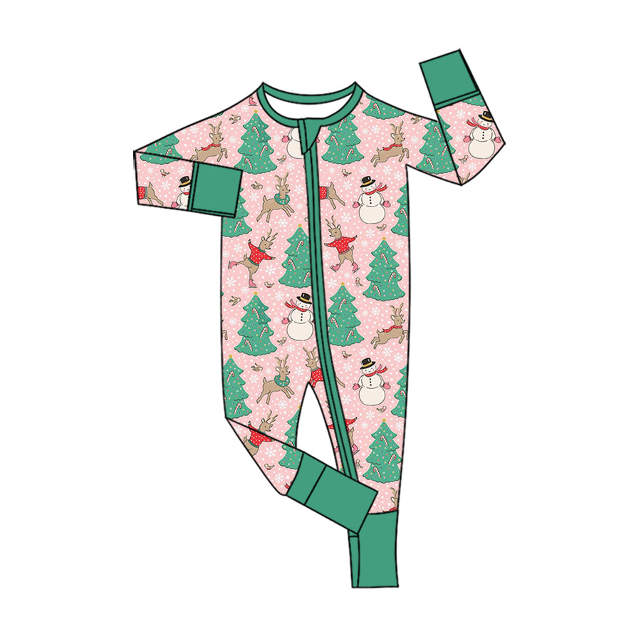 Toddle baby long sleeve Christmas snowman print zip romper preorder