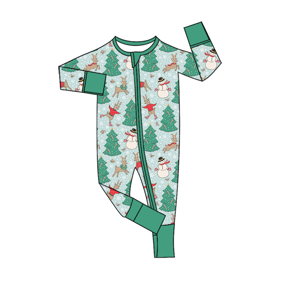 Toddle baby long sleeve Christmas snowman print zip romper preorder
