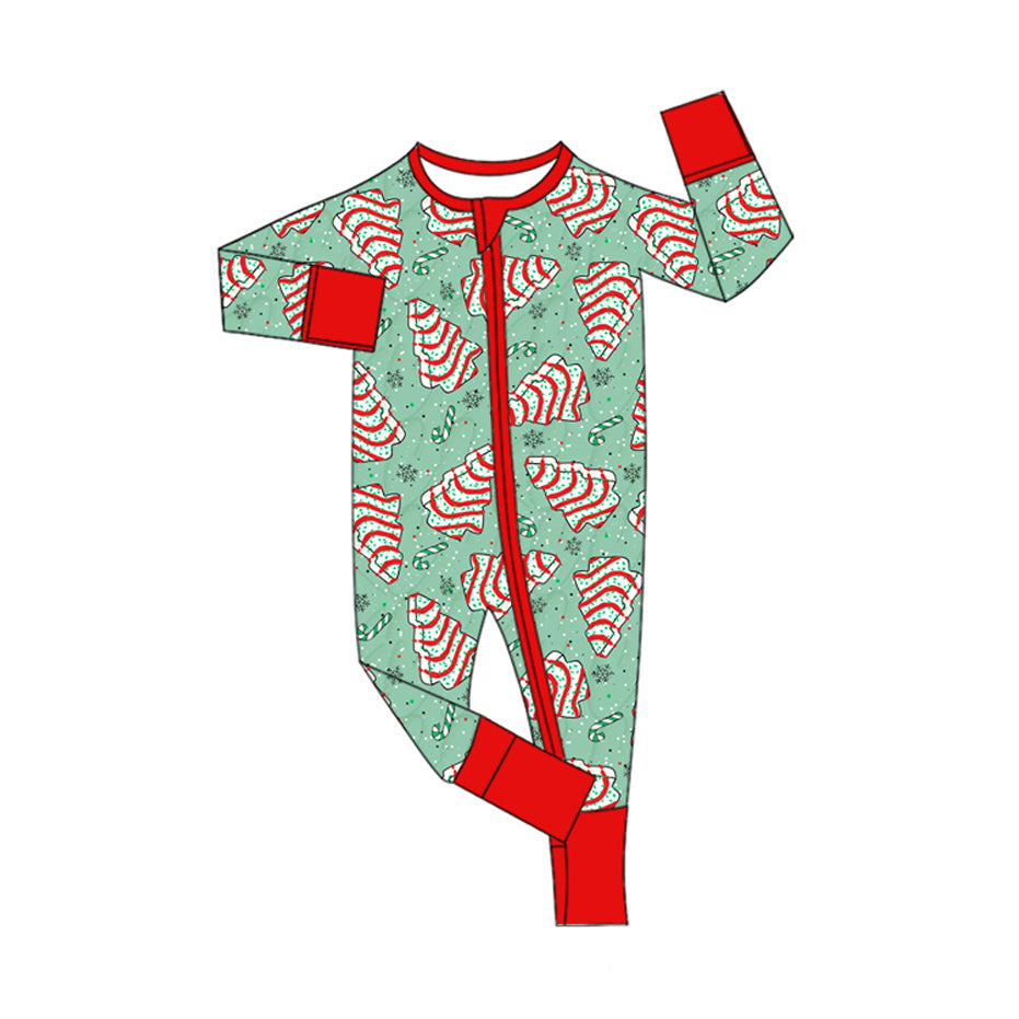 Toddle baby long sleeve Christmas tree print zip romper preorder