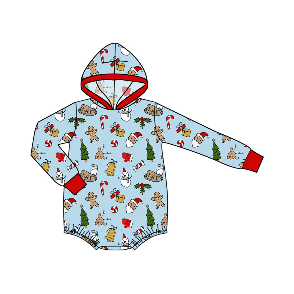 Toddle baby long sleeve Christmas gingerbread print hoodie romper preorder