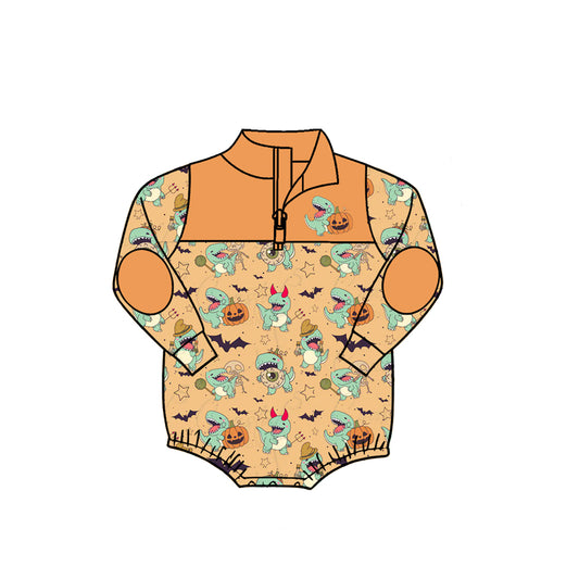 Toddle baby long sleeve halloween dinosaur pumpkins romper preorder