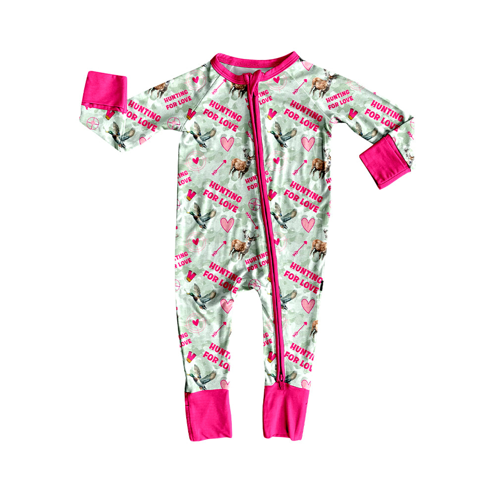 Toddle baby long sleeve hunting for love Valentines day romper preorder
