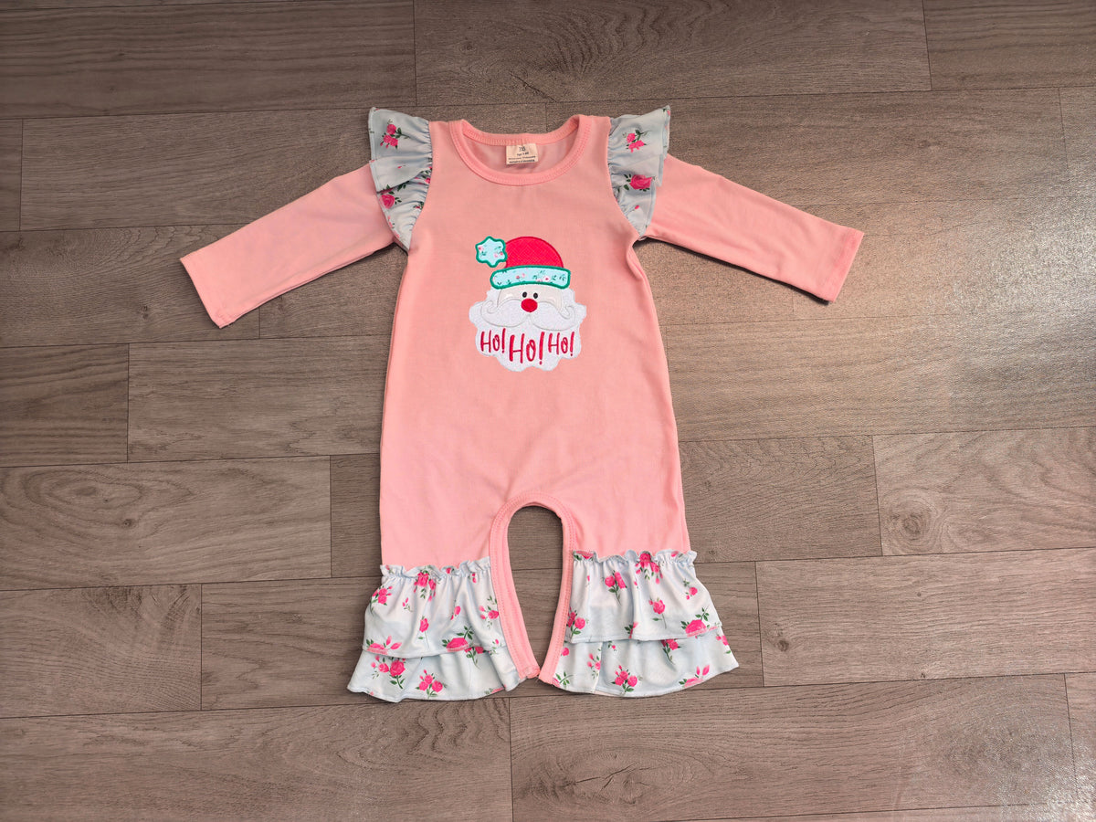 Toddle baby girl Christmas hohoho embroidery romper preorder