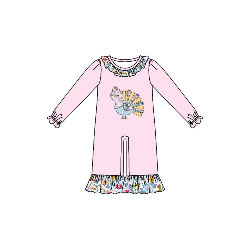 Toddle baby girl Thanksgiving turkey romper preorder