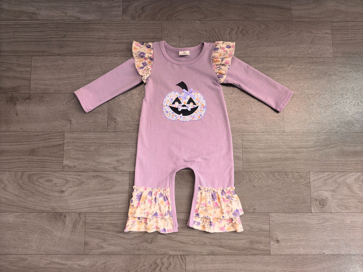 Toddle baby girl Halloween embroidery pumpkin romper preorder