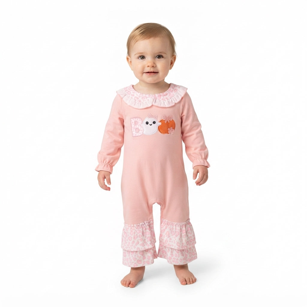 Toddle baby girl Halloween embroidery ghost pumpkin romper
