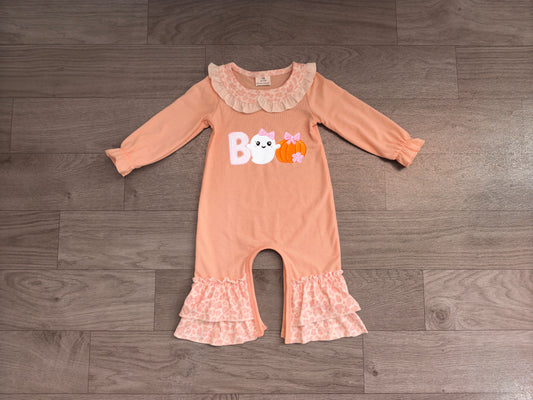 Toddle baby girl Halloween embroidery ghost pumpkin romper preorder