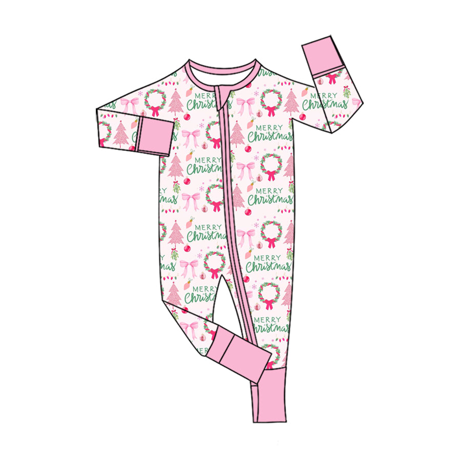 Toddle baby girl merry christmas zip romper preorder