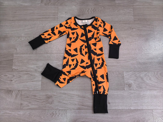 Toddle baby long sleeve halloween pumpkin romper preorder
