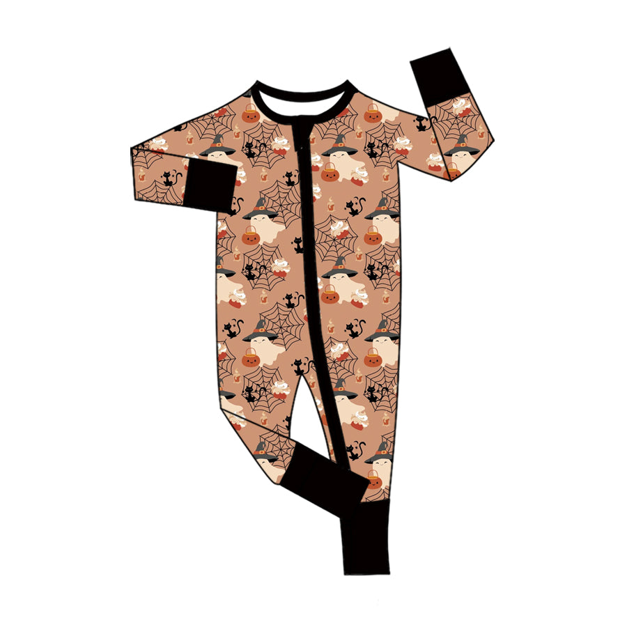 Toddle baby long sleeve halloween ghost print zip romper preorder