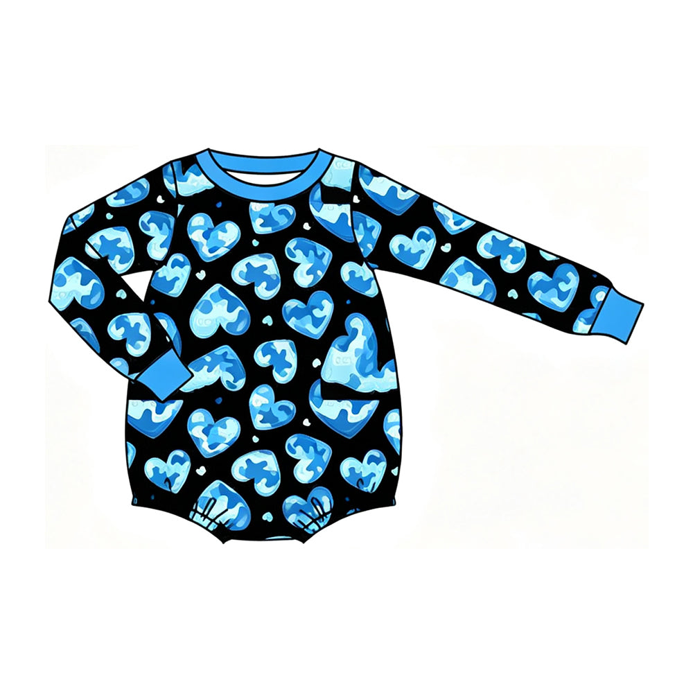 Toddle baby long sleeve valentines heart camo print romper preorder
