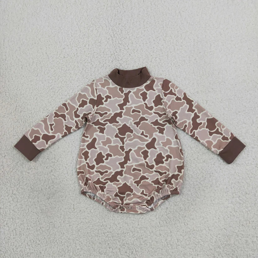 Toddle baby long sleeve grey camo print romper
