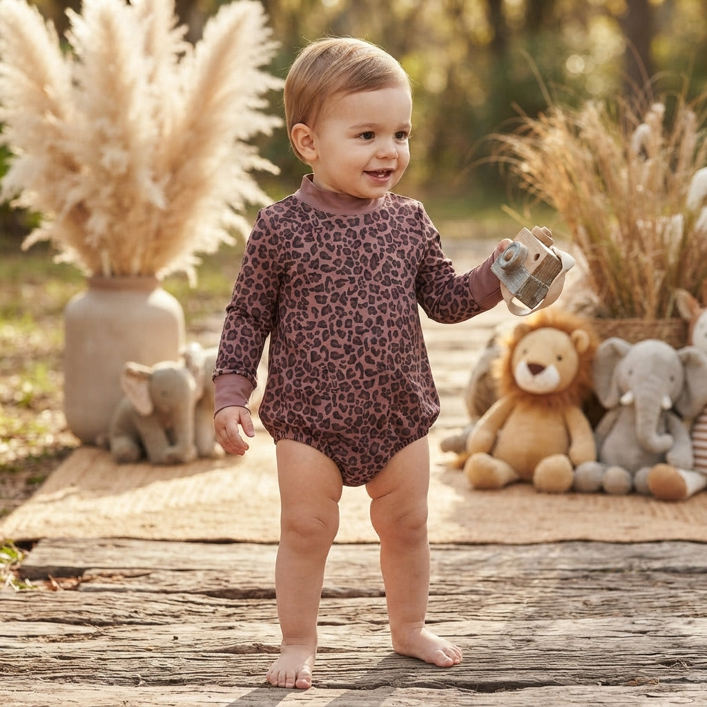 Toddle baby long sleeve leopard print romper