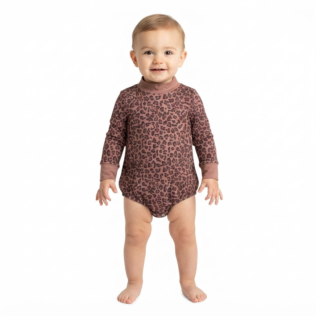 Toddle baby long sleeve leopard print romper