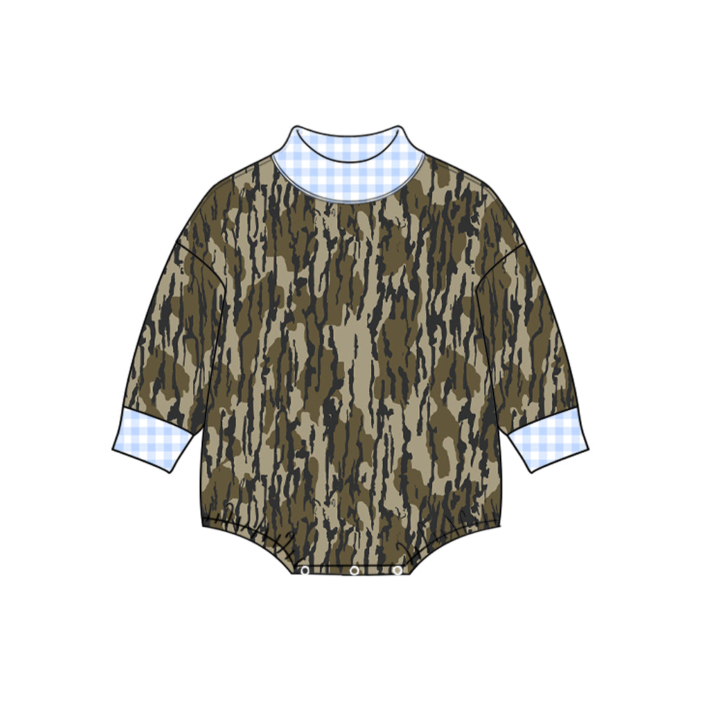 Camo print toddle boy long sleeve romper preorder