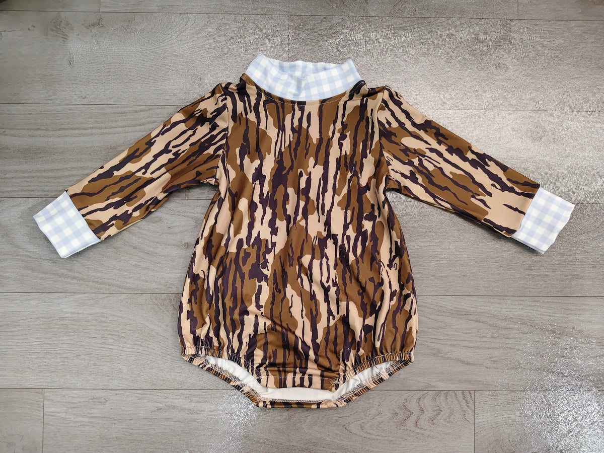 Camo print toddle boy long sleeve romper preorder