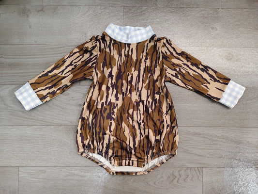 Camo print toddle boy long sleeve romper preorder