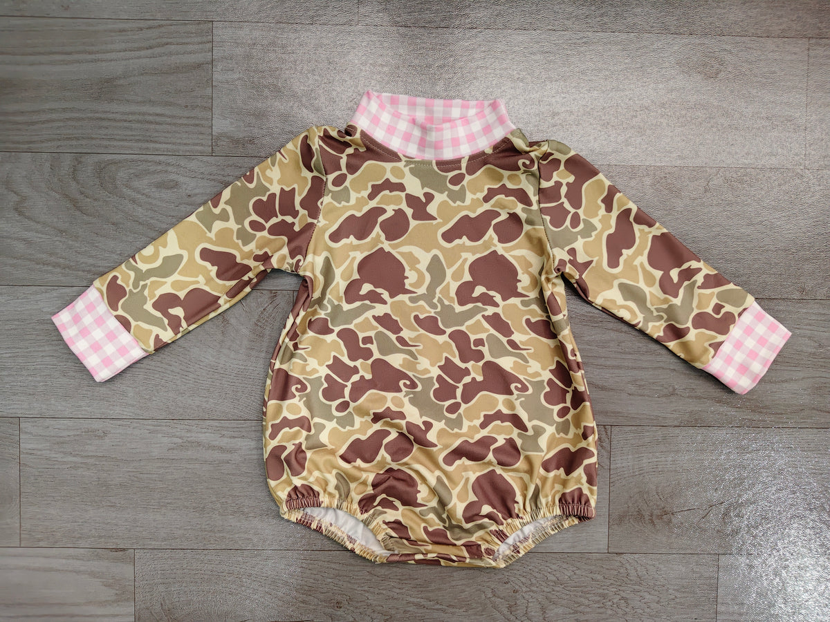 Khaki Camo print toddle boy long sleeve romper preorder