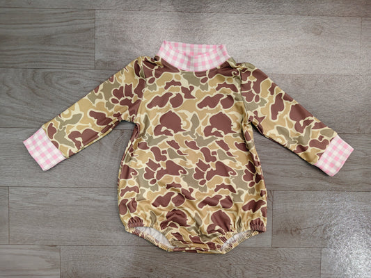 Khaki Camo print toddle boy long sleeve romper preorder