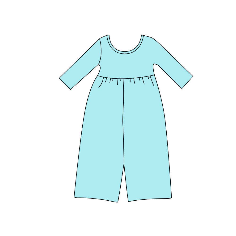 Toddle girls solid color sky blue jumpsuit preorder
