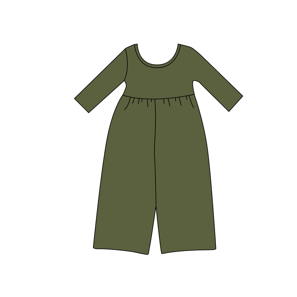 Toddle girls solid color green jumpsuit preorder