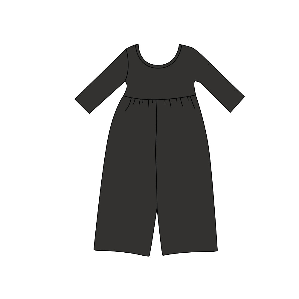 Toddle girls solid color dark grey jumpsuit preorder