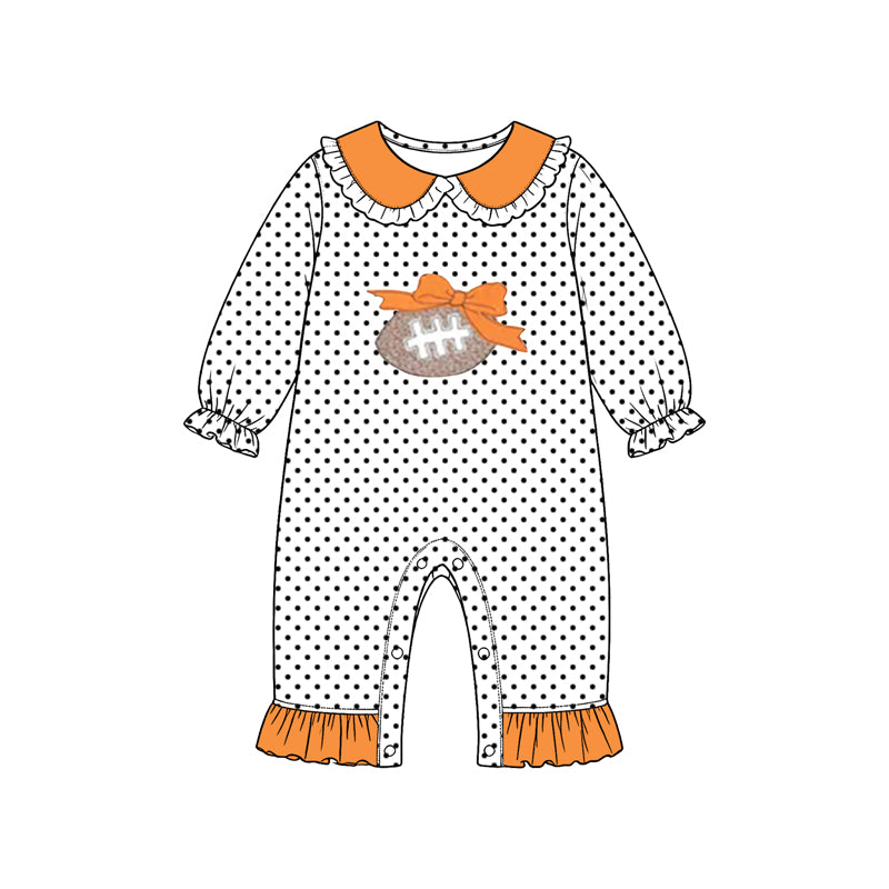 Football print toddle girls long sleeve romper preorder
