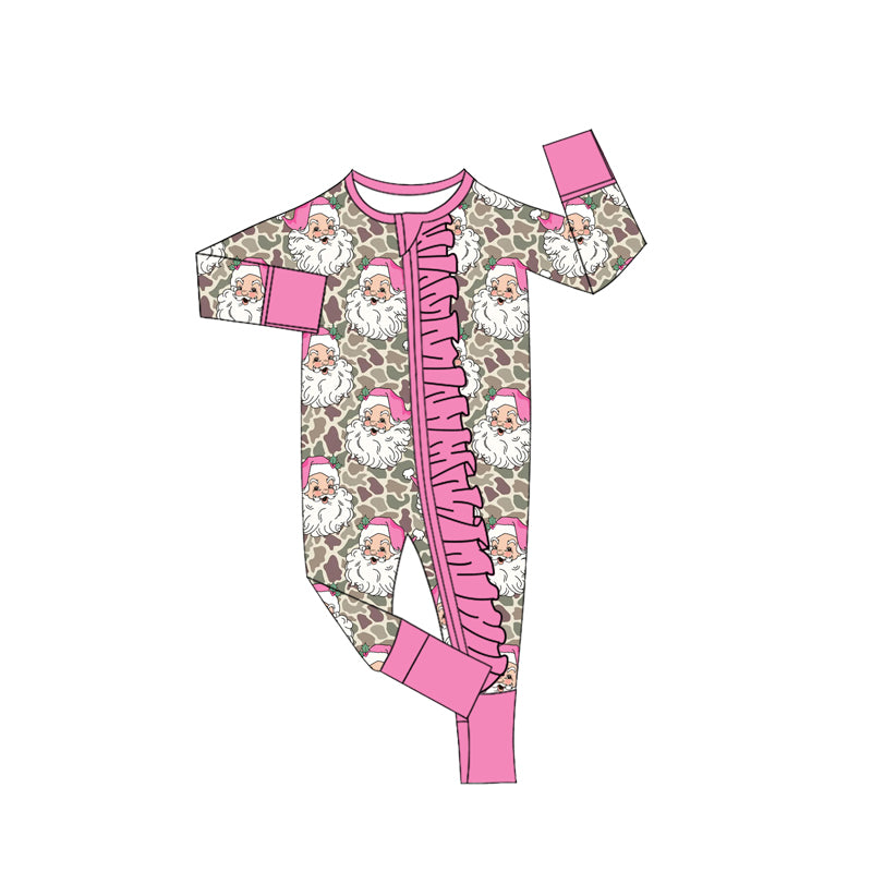 Christmas santa claus girls long sleeve zip romper preorder
