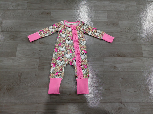 Christmas santa claus girls long sleeve zip romper preorder