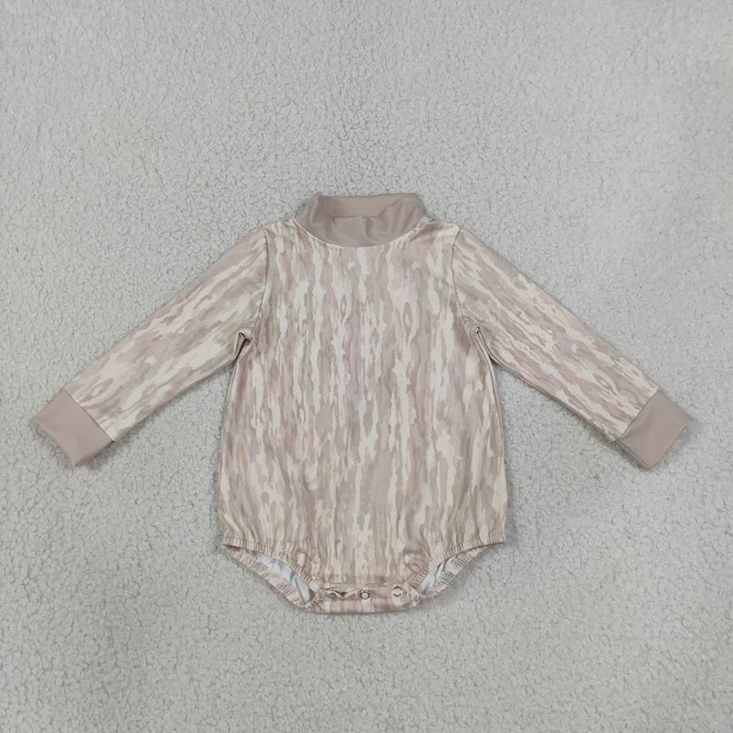 Toddle baby long sleeve grey camo print romper