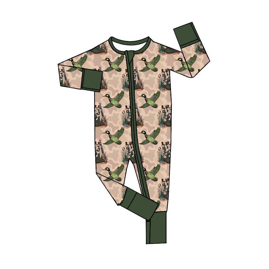 Mallard duck print toddle baby boy long sleeve romper preorder