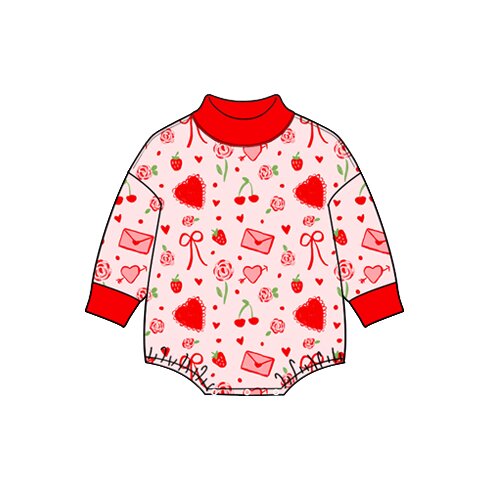 Valentines heart print toddle baby girl long sleeve romper preorder