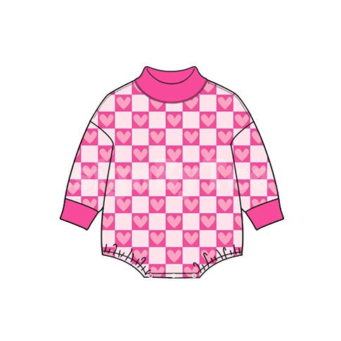 Valentines heart print toddle baby girl long sleeve romper preorder