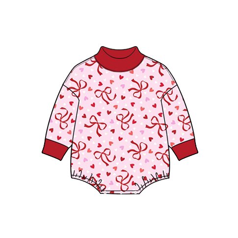 Valentines heart print toddle baby girl long sleeve romper preorder