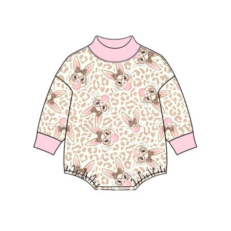 Easter bunny print toddle baby girl long sleeve romper preorder