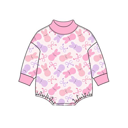 Easter bunny print toddle baby girl long sleeve romper preorder