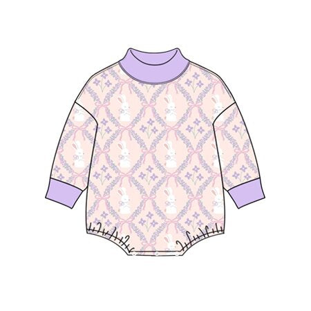 Easter bunny print toddle baby girl long sleeve romper preorder