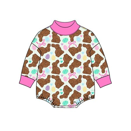Easter bunny print toddle baby girl long sleeve romper preorder
