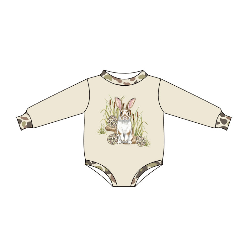 Easter bunny print toddle baby girl long sleeve romper preorder